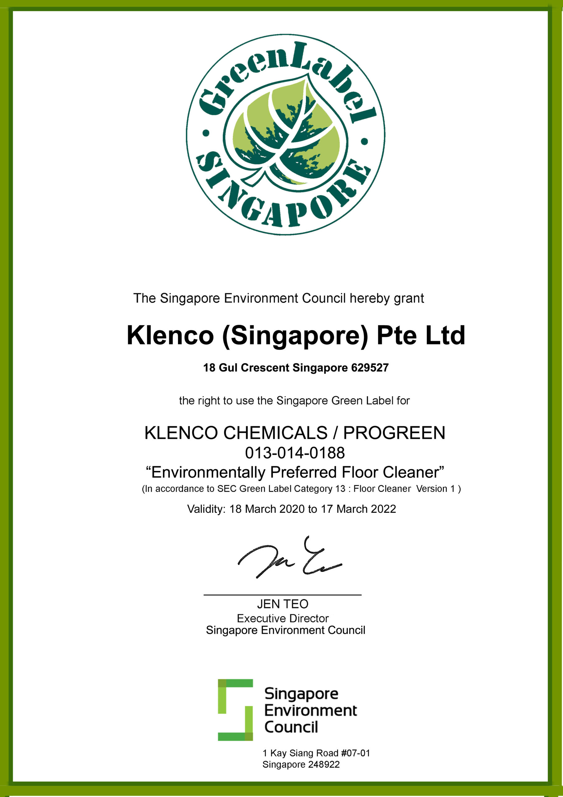 Klenco Green Label Cert 2020 2022 scaled